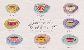 8 water color tea drinks design vec 8 water color tea drinks design vec